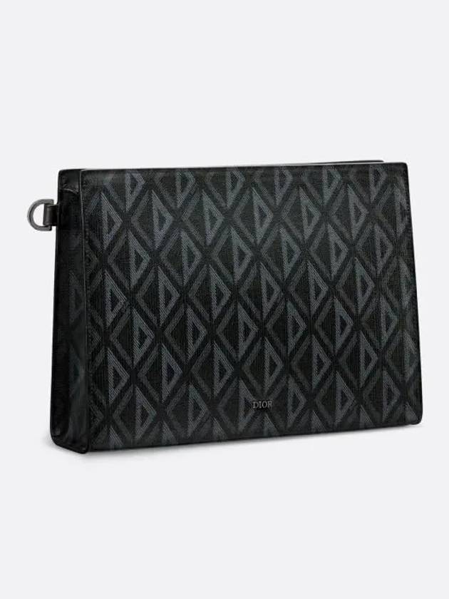 A5 Triangle CD Diamond Canvas Clutch Bag Black - DIOR - BALAAN 4