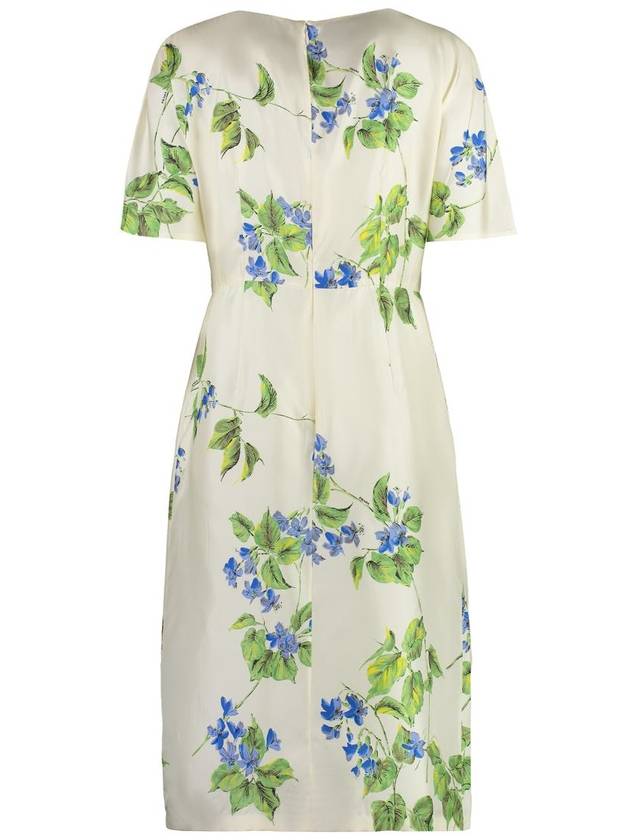 Women's Re-Edition 2003 Printed Silk Twill Midi Dress Chalk White - PRADA - BALAAN 3