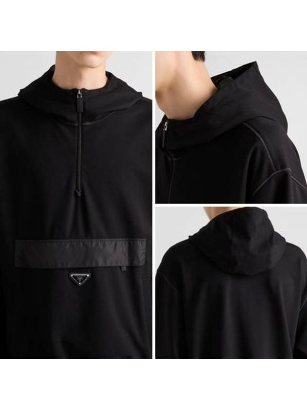 Technical Jersey Hoodie Black - PRADA - BALAAN 4