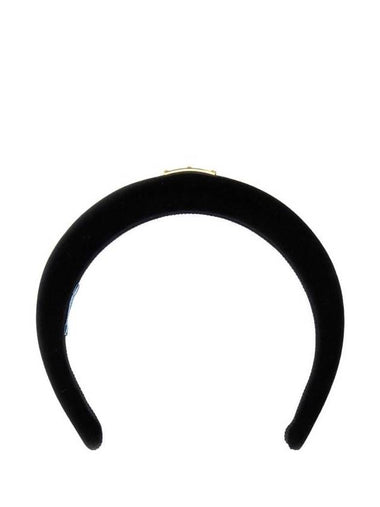 Triangle Logo Velvet Hairband Black - PRADA - BALAAN 1