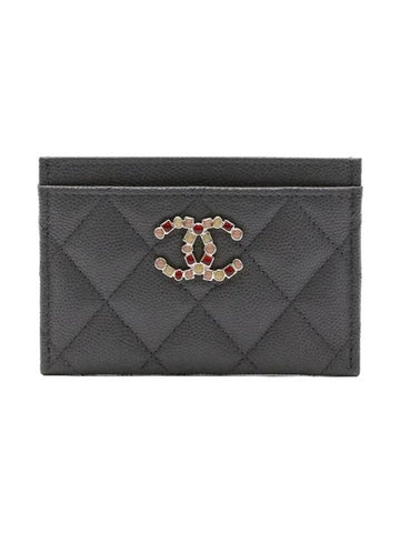 Classic CC Color Gemstone Caviar Card Wallet Black - CHANEL - BALAAN 1