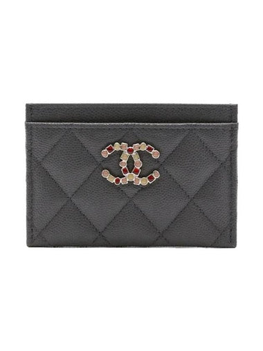 Gemstone CC Logo Caviar Leather Card Wallet Black - CHANEL - BALAAN 1