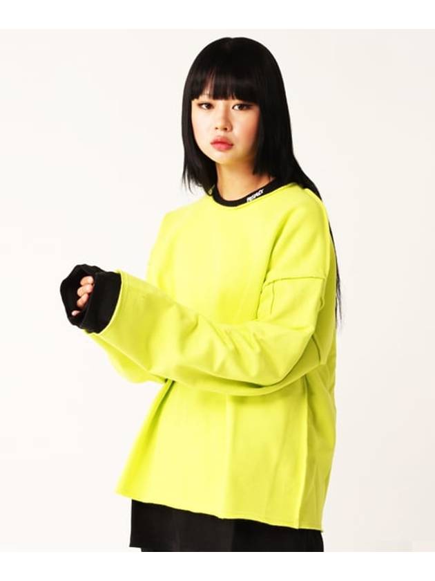 Unisex Crop Layered Sweatshirt Lime BAL10034 - RESPECT - BALAAN 1