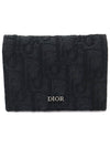 2ESCH136YSE H03E Black Oblique Jacquard Business Card Wallet - DIOR - BALAAN 1