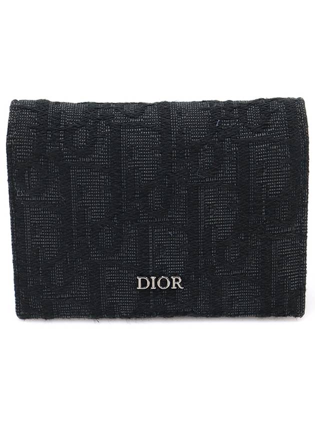 2ESCH136YSE H03E Black Oblique Jacquard Business Card Wallet - DIOR - BALAAN 1