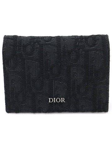 2ESCH136YSE H03E Black Oblique Jacquard Business Card Wallet - DIOR - BALAAN 1