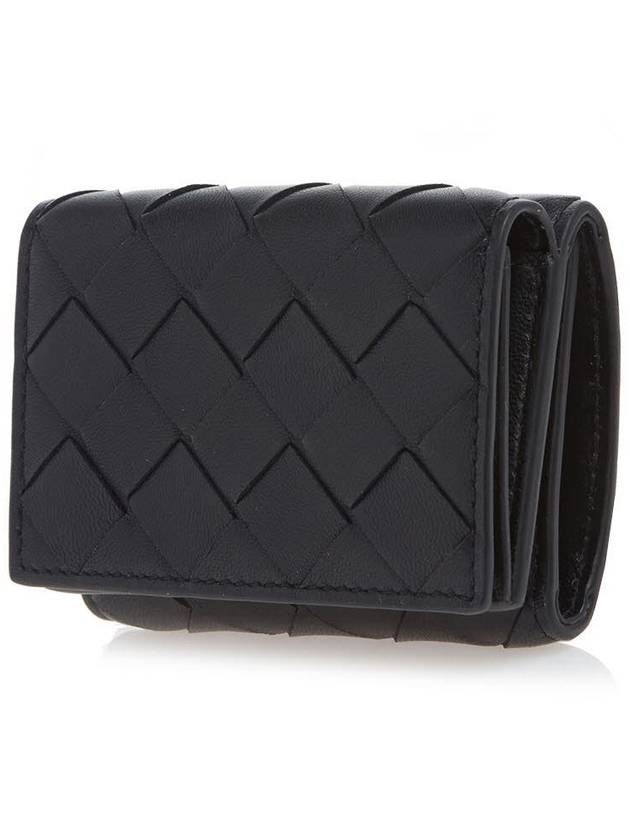 Tiny Tri-Fold Zipper Half Wallet Black - BOTTEGA VENETA - BALAAN 3