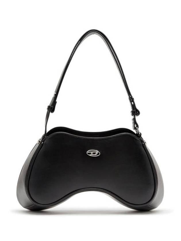 Play Semi Gloss Leather Shoulder Bag Black - DIESEL - BALAAN 2