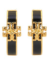 Women's Kira Huggie Hoop Earrings Black - TORY BURCH - BALAAN 3