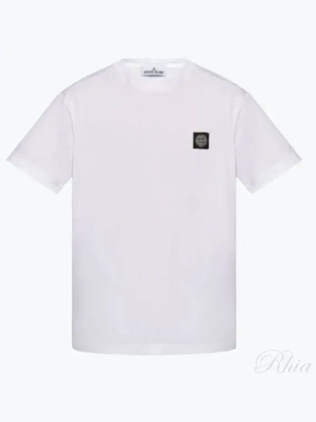 Logo Patch Short Sleeve T-Shirt White - STONE ISLAND - BALAAN 2