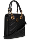 GG Marmont Gold Matelasse Leather Cross Mini Bag Black - GUCCI - BALAAN 4