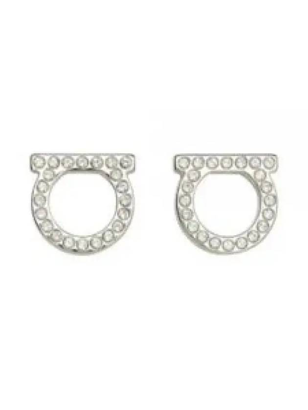 Gancini Crystal Large Earrings Silver - SALVATORE FERRAGAMO - BALAAN 2