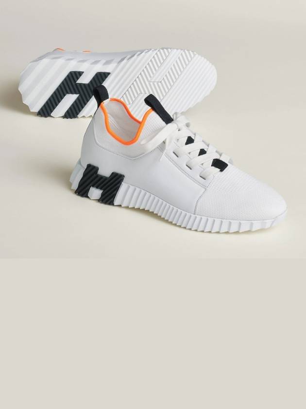 Depart Knit Calfskin Low Sneakers Blanc - HERMES - BALAAN 2