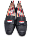 Women's Pebble Grain Leather Flexible Leather Sole 3 Bow Loafer Black - THOM BROWNE - BALAAN 2