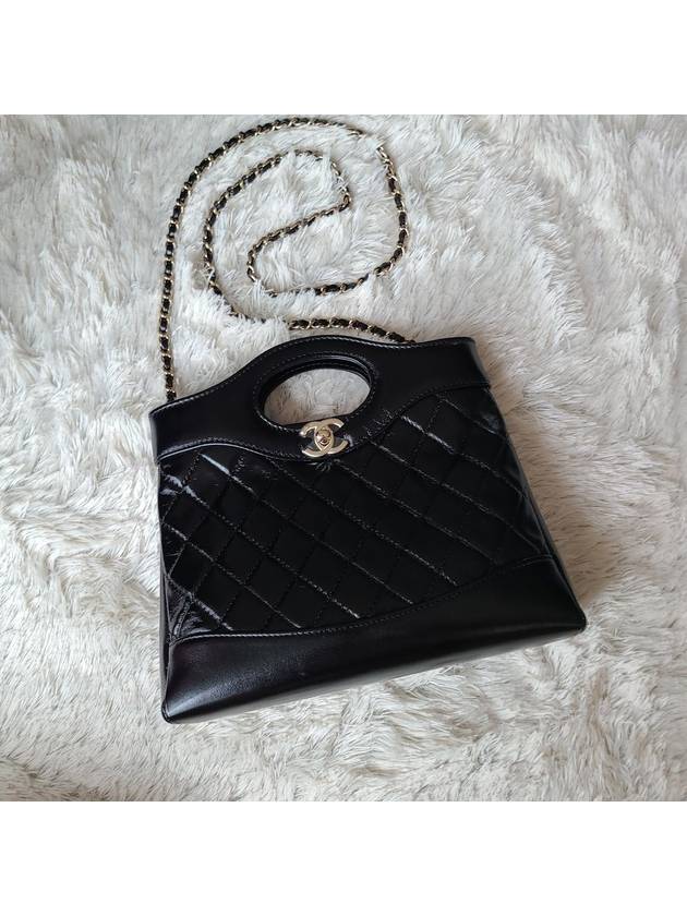 31 Bag Mini Shoulder Shiny Lambskin Gold Black AS4133 - CHANEL - BALAAN 8