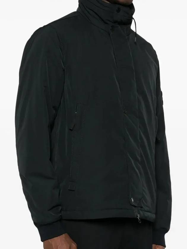 Logo Micro Twill Zip Up Jacket Black - STONE ISLAND - BALAAN 4