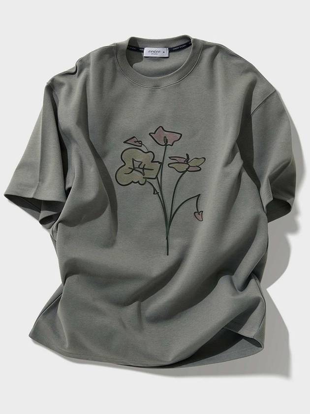 Artwork Flower Drawing Short Sleeve T Shirt Cement - FFEFF STUDIO - BALAAN 3