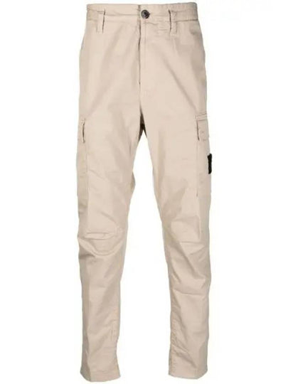 Stretch Cotton Gabardine Garment Dyed Cargo Straight Pants Beige - STONE ISLAND - BALAAN 2