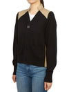 Cotton Gabardine Knit Cardigan Beige Black - SACAI - BALAAN 5