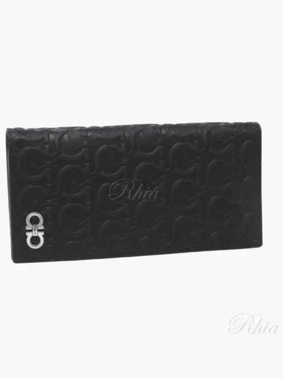 Gancini Monogram Long Wallet Black - SALVATORE FERRAGAMO - BALAAN 2