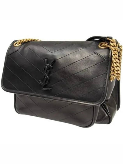 Nikki Medium Leather Shoulder Bag Black - SAINT LAURENT - BALAAN 2