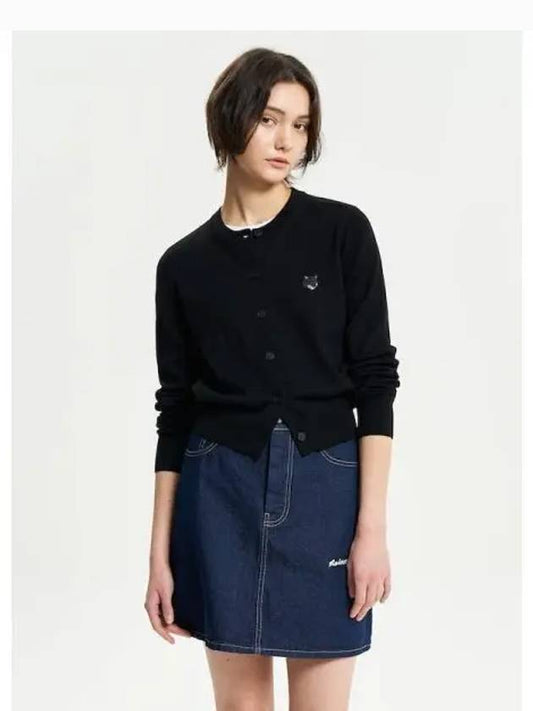 Women s Foxhead Patch Regular Spring Fall Cardigan Black Domestic Product - MAISON KITSUNE - BALAAN 1