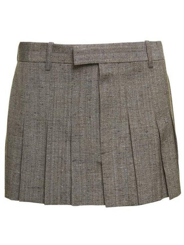 Women's Mini Pleated Skirt Beige - BOTTEGA VENETA - BALAAN 1