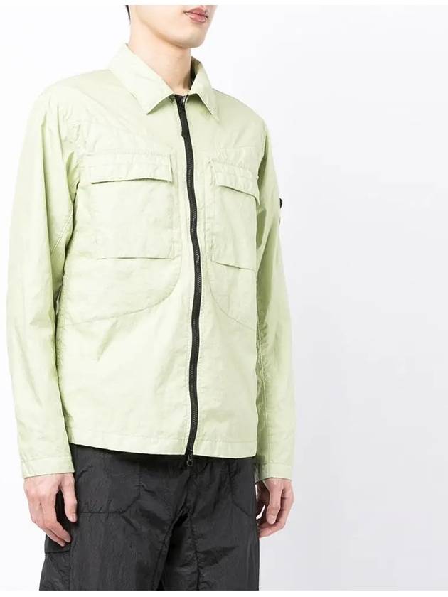 Men's Membrana Wappen Zip-Up Jacket Light Green - STONE ISLAND - BALAAN 4