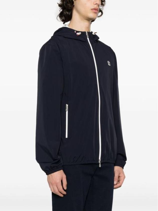 Embroidered Logo Zip-up Hoodie Navy - BRUNELLO CUCINELLI - BALAAN 3