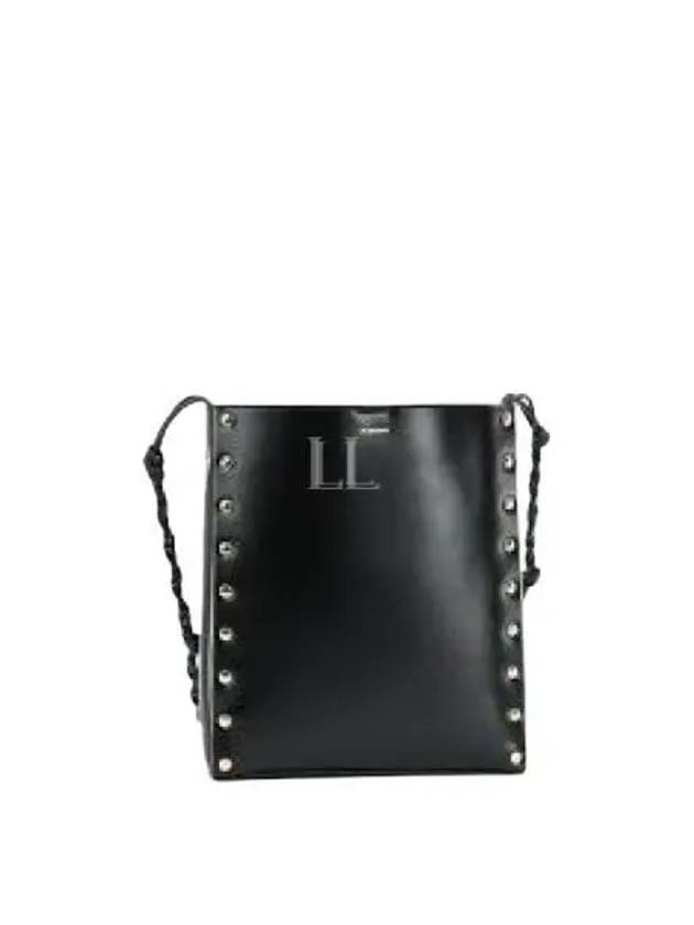 Tangle Rivet Leather Shoulder Bag Black - JIL SANDER - BALAAN 2