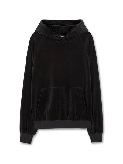 Crop Compact Snap Raglan Veloa Hoodie BLACK - WEST GRAND BOULEVARD - BALAAN 2