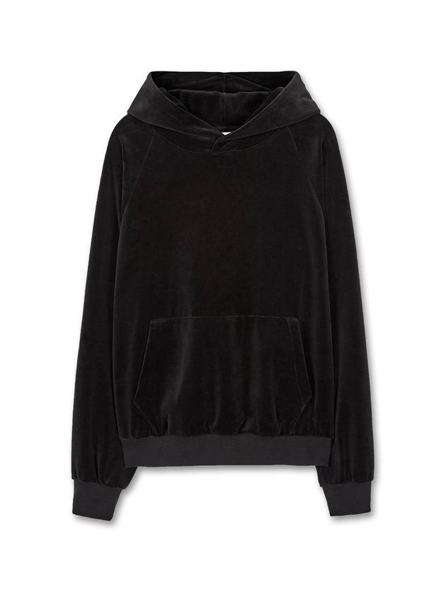 Crop Compact Snap Raglan Veloa Hoodie BLACK - WEST GRAND BOULEVARD - BALAAN 1