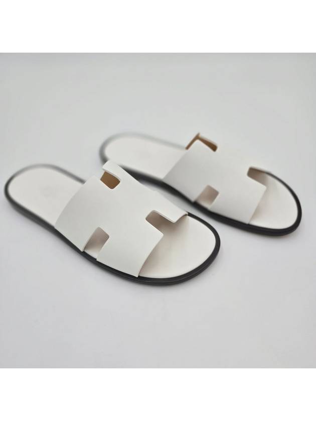 Izmir Leather Slippers Blanc - HERMES - BALAAN 3