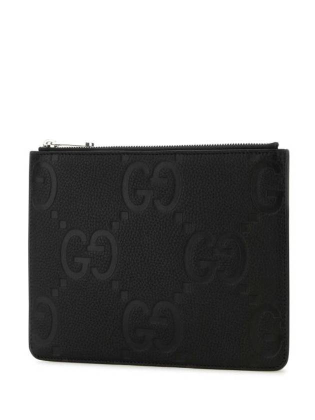 Jumbo GG Leather Pouch Bag Black - GUCCI - BALAAN 3