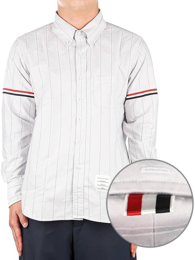 Oxford Armband Stripe Long Sleeve Shirt Grey - THOM BROWNE - BALAAN 2