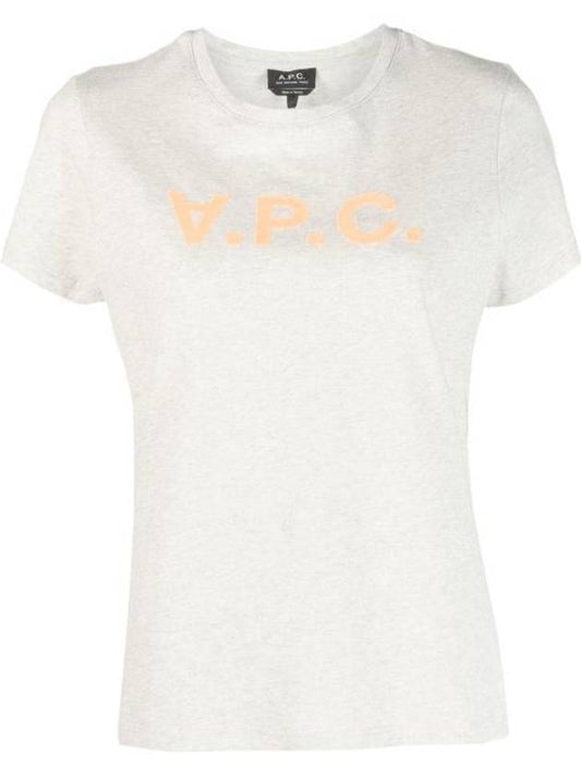 Women's Logo Organic Cotton Short Sleeve T-Shirt Grey - A.P.C. - BALAAN 1