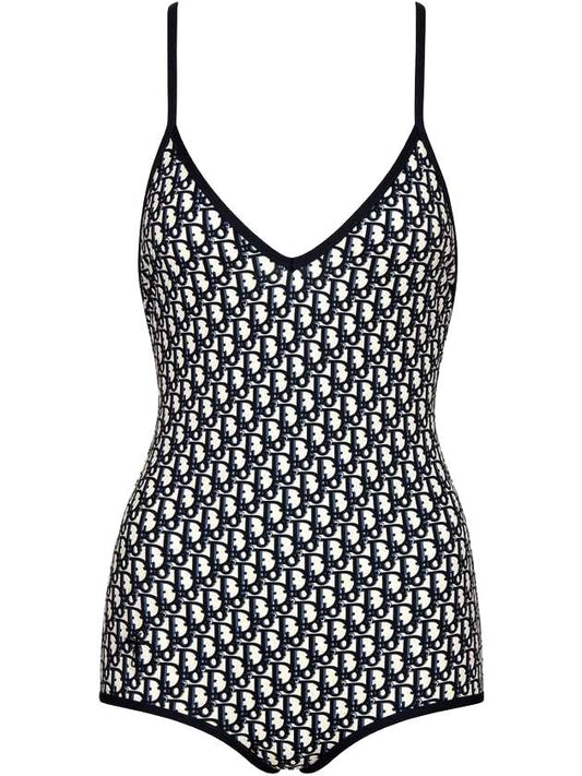 Women's Oblique Technical One Piece Swimsuit Blue Black - DIOR - BALAAN 1