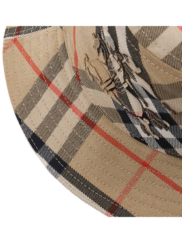 Check Cotton Blend Bucket Hat Beige - BURBERRY - BALAAN 8