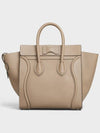 Drummed Calfskin Micro Luggage Tote Bag Dune - CELINE - BALAAN 4