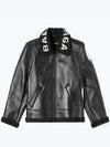 Logo Shearling Collar Leather Jacket Black - BALENCIAGA - BALAAN 2