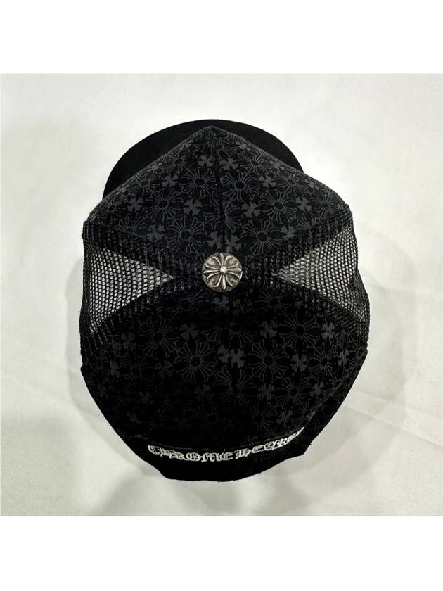 F Floral Shadow Cross Leather Patch Trucker Cap Hat - CHROME HEARTS - BALAAN 7