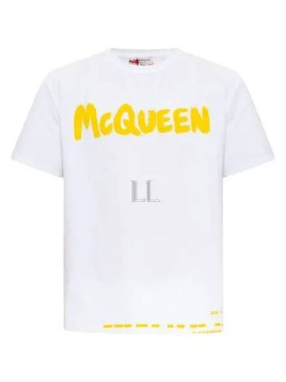 Men's Graffiti Logo Short Sleeve T-Shirt White - ALEXANDER MCQUEEN - BALAAN 2