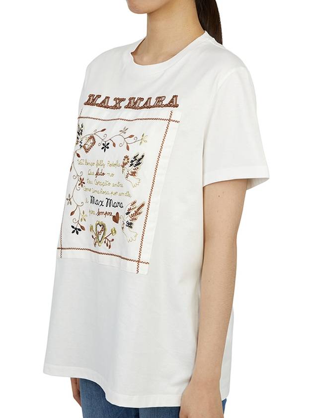 Logo Cotton Short Sleeve T-Shirt White - MAX MARA - BALAAN 3