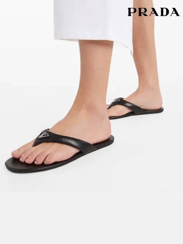 Triangle Logo Flip Flops Black - PRADA - BALAAN 8