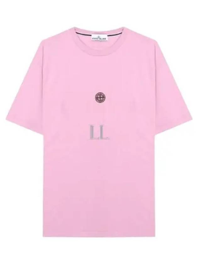 Garment Dyed Lettering One Print Cotton Jersey Short Sleeve T-Shirt Pink - STONE ISLAND - BALAAN 2