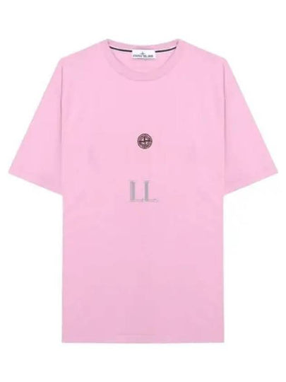 Garment Dyed Lettering One Print Cotton Jersey Short Sleeve T-Shirt Pink - STONE ISLAND - BALAAN 2