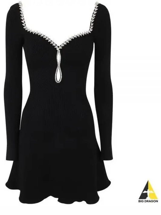 Black Knit Diamond Men's Mini Dress PF23 120SB Diamante - SELF PORTRAIT - BALAAN 2