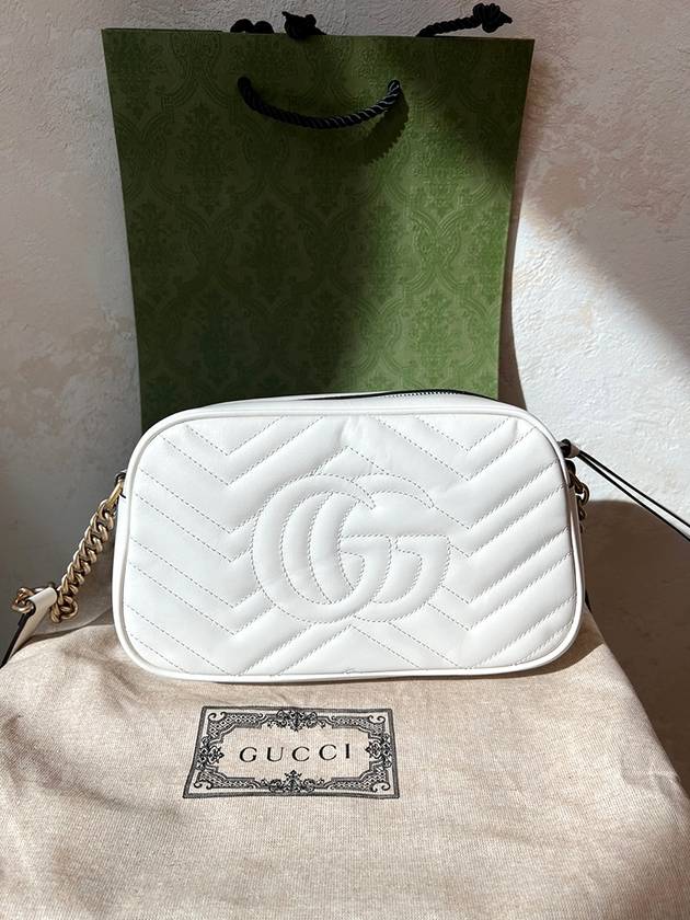 GG Marmont Matelasse Small Chain Shoulder Bag White - GUCCI - BALAAN 8