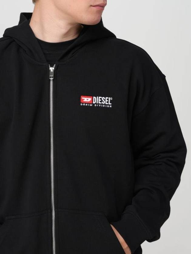 S Boxt Logo Embroidery Zip Up Hoodie Black - DIESEL - BALAAN 6