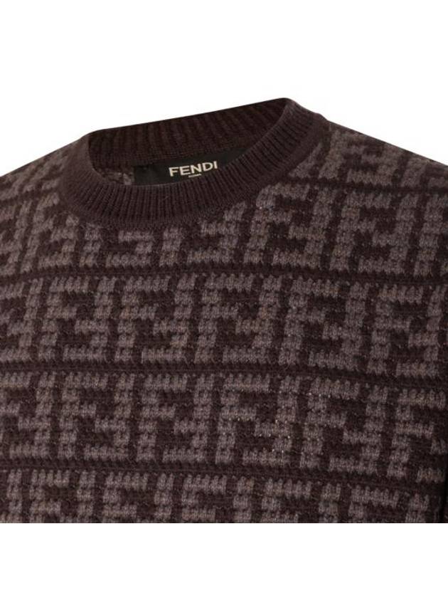 Men's Monogram Intarsia Knit Top Grey - FENDI - BALAAN 5